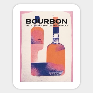 Bourbon Retro Poster Risograph Bar Prints, Vintage Drinks, Recipe, Wall Art Sticker